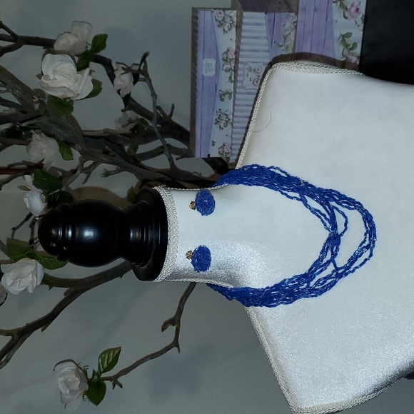 1950s/1960s Glass Tube Seed Beaded 10 Strand Necklace w/Clip Earrings - Picture 1 of 7